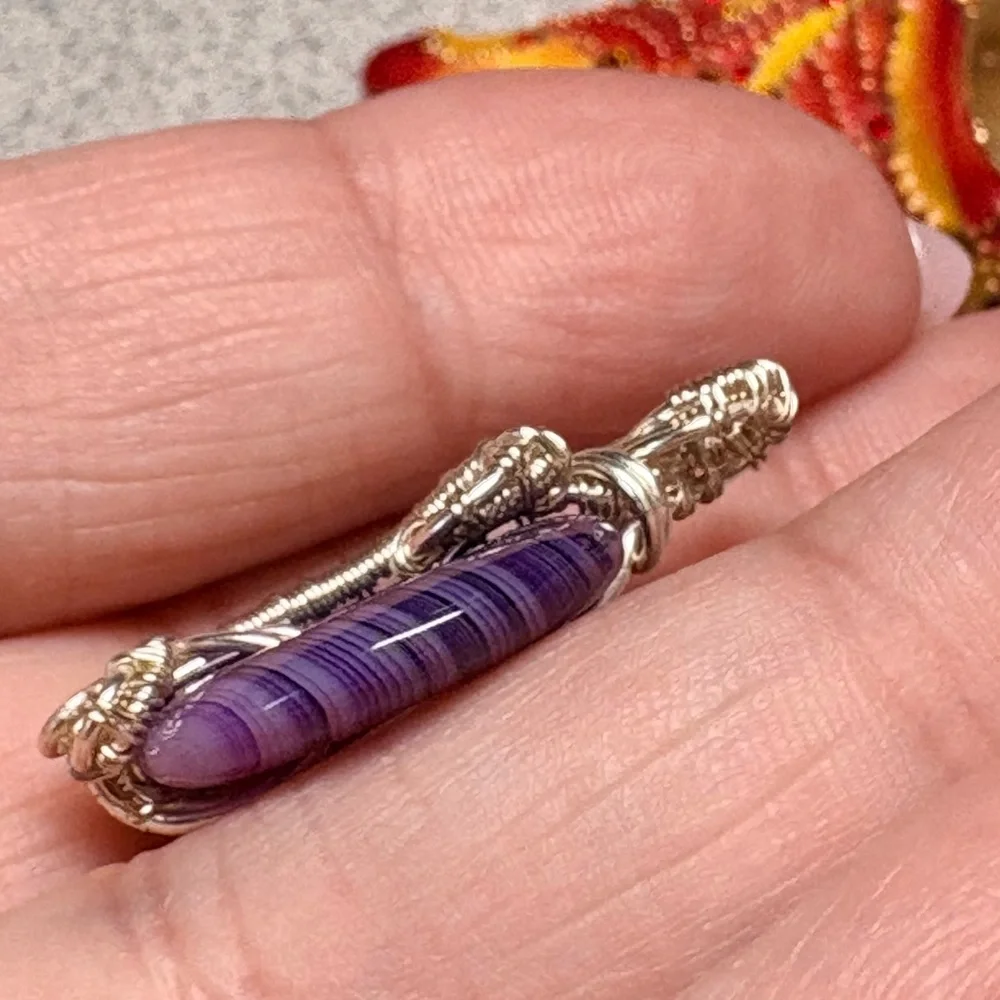 MINI Purple Wire-Wrapped DONUT Pendant - Picture 4 of 5